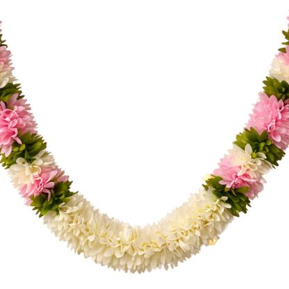 Flower Garland for Pooja Mandir Decoration, 40 Inches Hanging Mala for Photo Frame, Haar Mala for God Idols, Photo Frames of Loved Ones, Ancestors & Pooja Room Décor (Link Pink)
