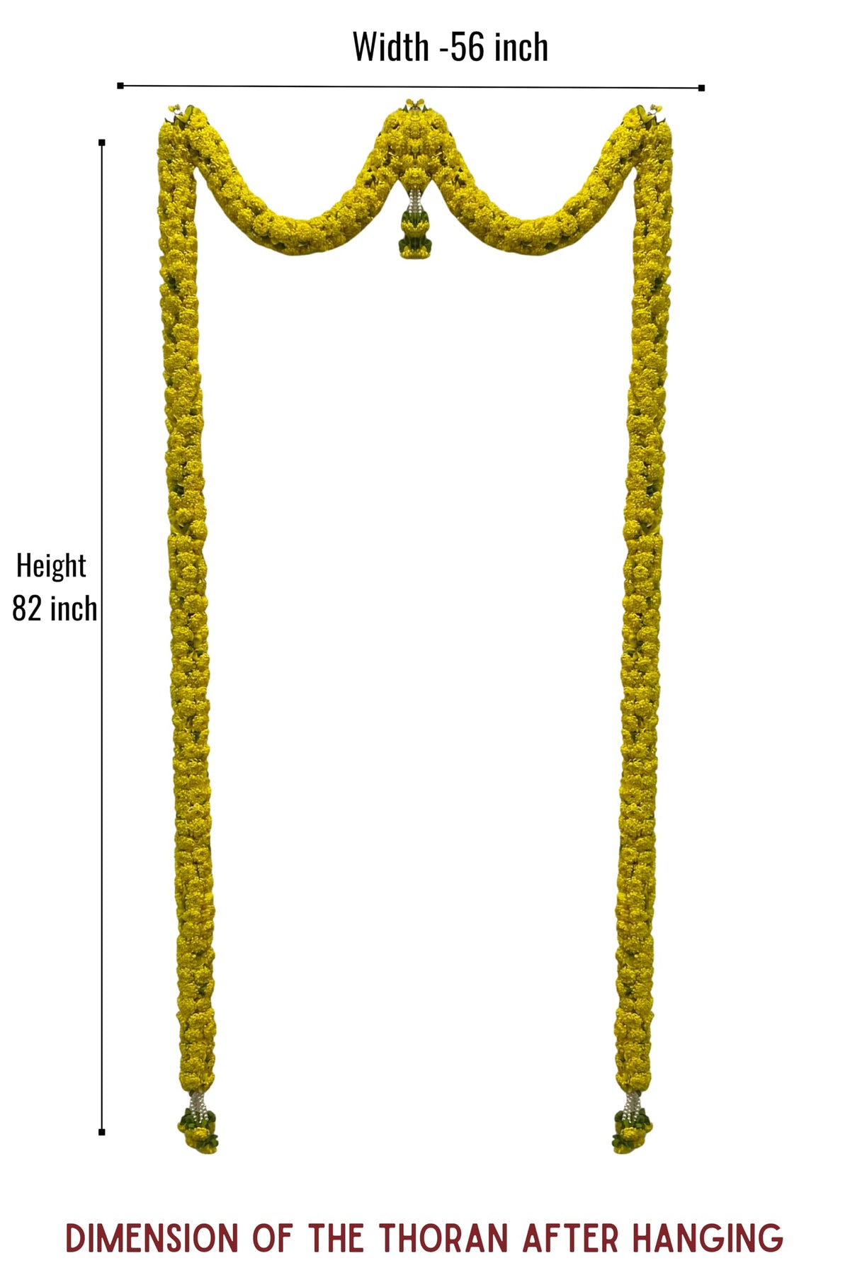 Yellow Hanging Artificial Flower Toran for Main Door Entrance, Reusable Thoran for Pooja Mandir, Living Room & Home Décor, Bandarwal for Festival Decoration (56x82 inch)