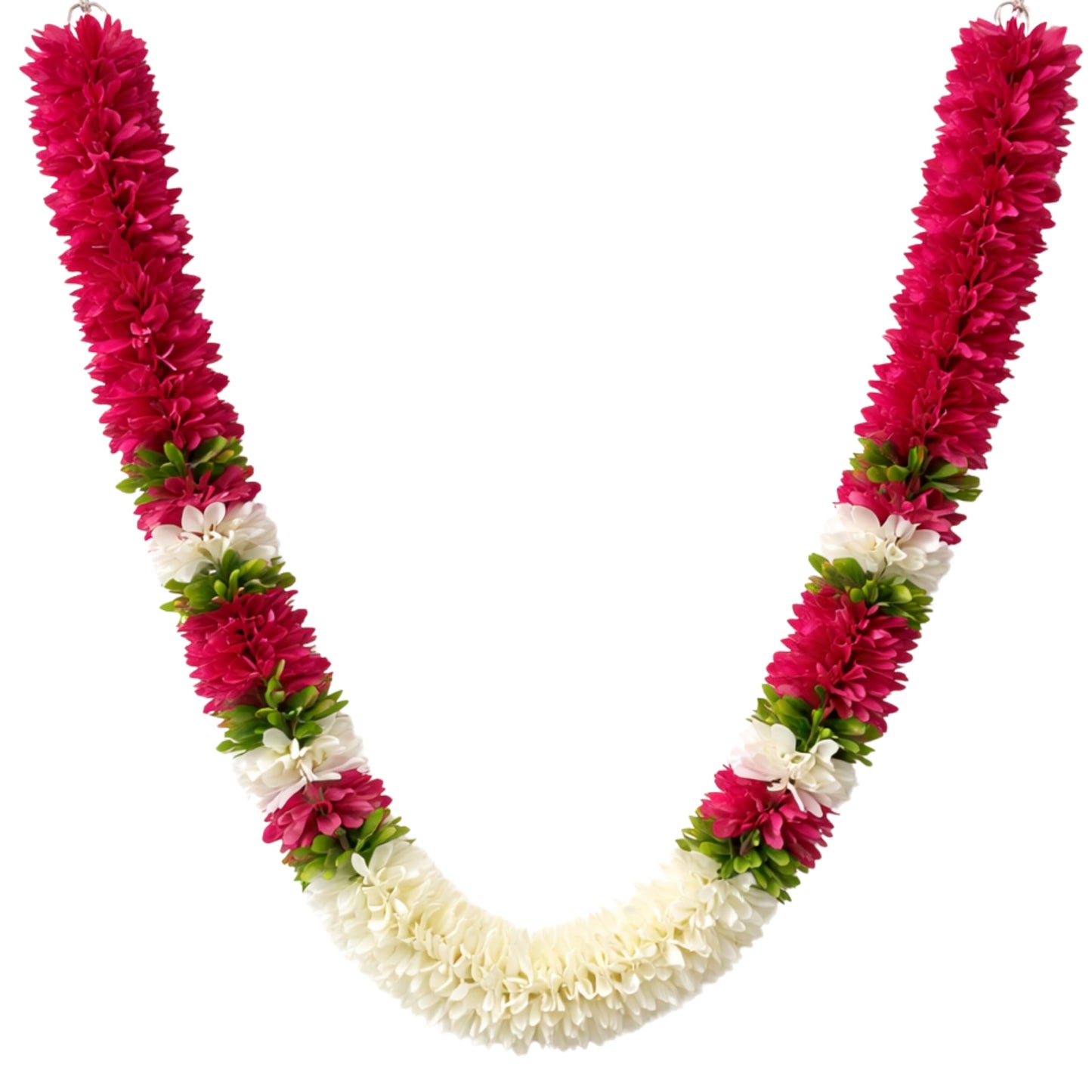 Flower Garland for Pooja Mandir Decoration, 40 Inches Hanging Mala for Photo Frame, Haar Mala for God Idols, Photo Frames of Loved Ones, Ancestors & Pooja Room Décor (Magenta)