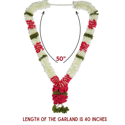 A Pair of Garland with Jasmin Buds Off White 5ft Long, Artificial Garland for Decoration,God Idol, Festivals, Home Decor, Varalakshmi, Diwali,Ugadi & Wedding
