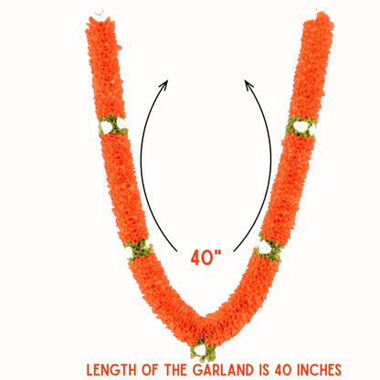 Garland for Photo Frame, 40 Inches Artificial Garland for Photo Frame, Garland for Decoration,God Idol, Festivals, Home Decor, Sankranti, Varalakshmi, Diwali & Wedding (Orange)