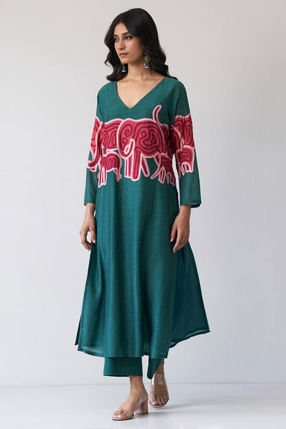 Women's Alpine Green Bemberg Silk Co-ord Set