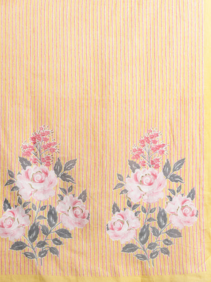 Floral Printed Thread Work Pure Cotton Kurta with Trousers & Dupatta
