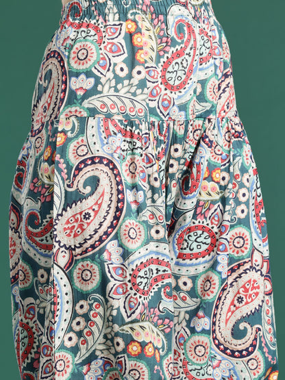Paisley Printed Pure Cotton Kurta with Salwar