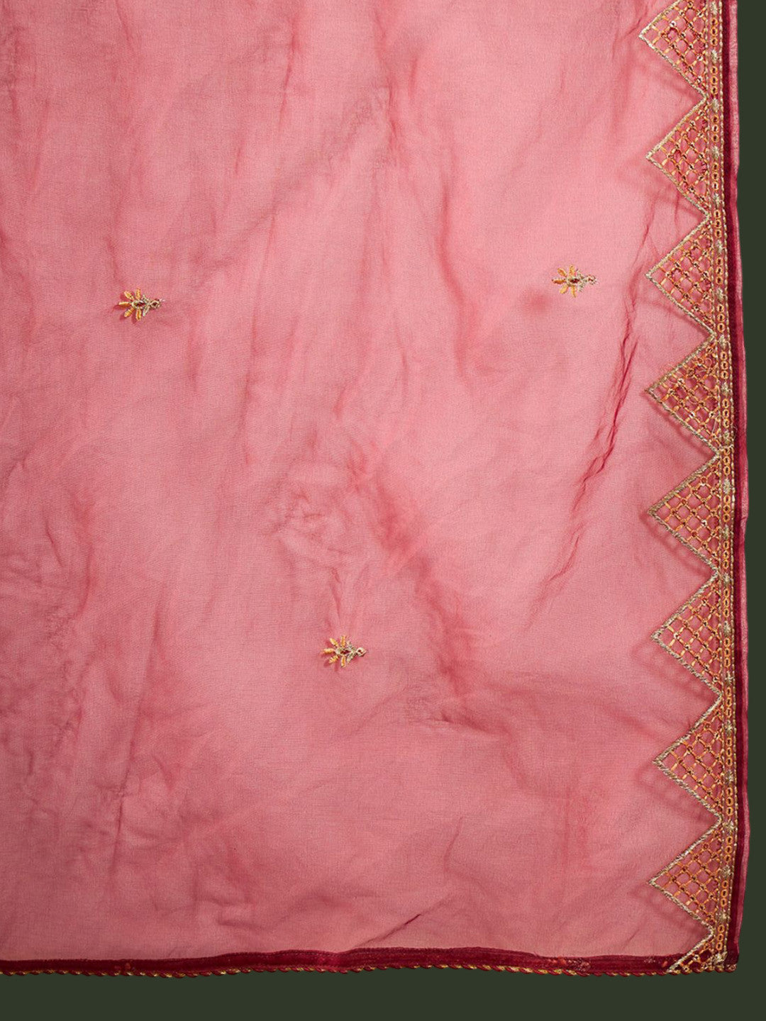 Orange Sequence Round Neck Anarkali Kurta With Trouser And Dupatta