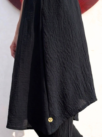 Dhiyona ST Swtantra Black Easy Addictive Travel Airflow Sleeveless Kurta and Pant Set