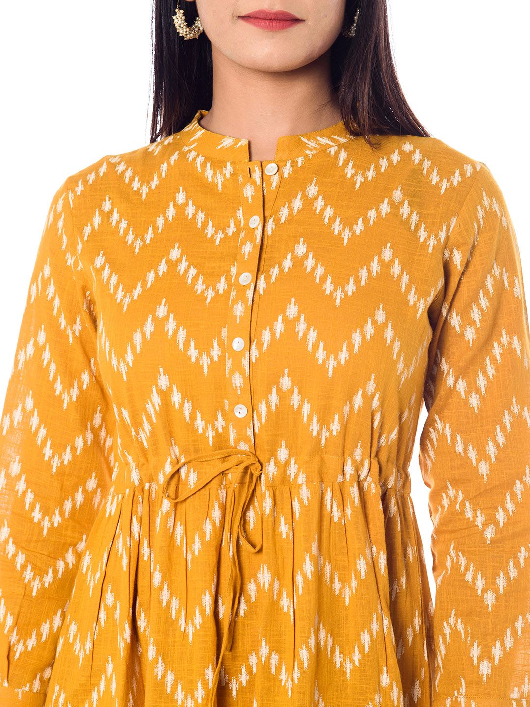 Dhiyona AY Women's Yellow Printed Fit and Flare Dress