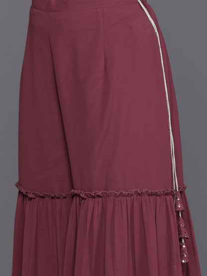 Dhiyona IE Women Embroidered Straight Sequinned Kurta with Sharara & With Dupatta