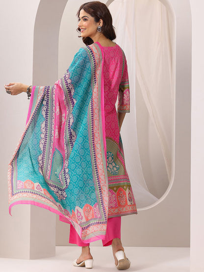 Women Ethnic Motifs Printed & Yoke Embroidered Kurta with Trousers & Dupatta