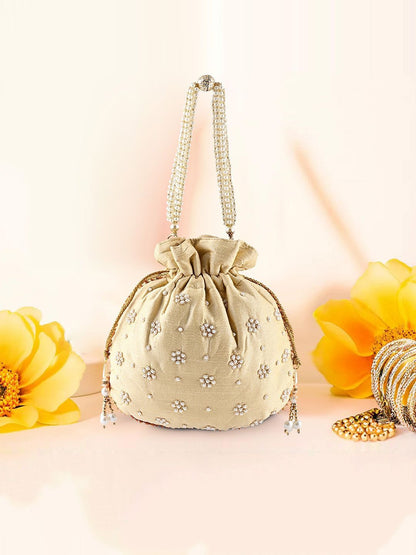 Dhiyona NR Set Of 2 Embroidered Embellished Shagun Potli Clutch