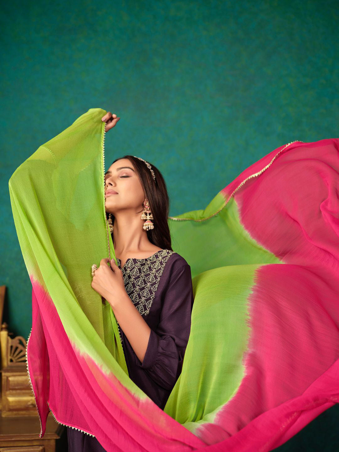 Embroidered Kurta Set With Dupatta