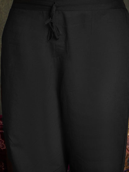 Floral Printed Round Neck Cotton Straight Kurta With Trousers & Dupatta