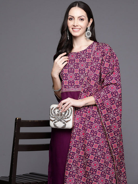 Women Yoke Design Regular Gotta Patti Kurta with Palazzos & With Dupatta