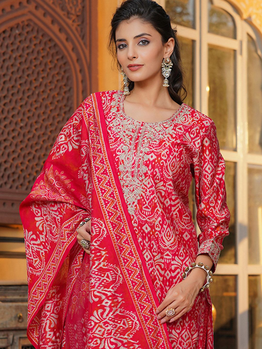 Dhiyona KL Women Ethnic Motifs Printed Kurta with Trousers & Dupatta