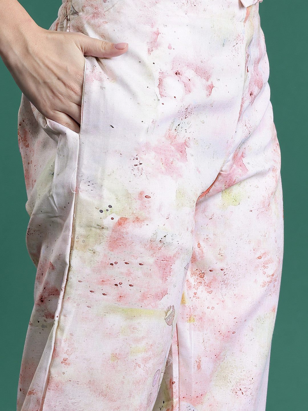 Floral Printed Beads & Stones Chanderi Silk Kurta With Trousers & Dupatta