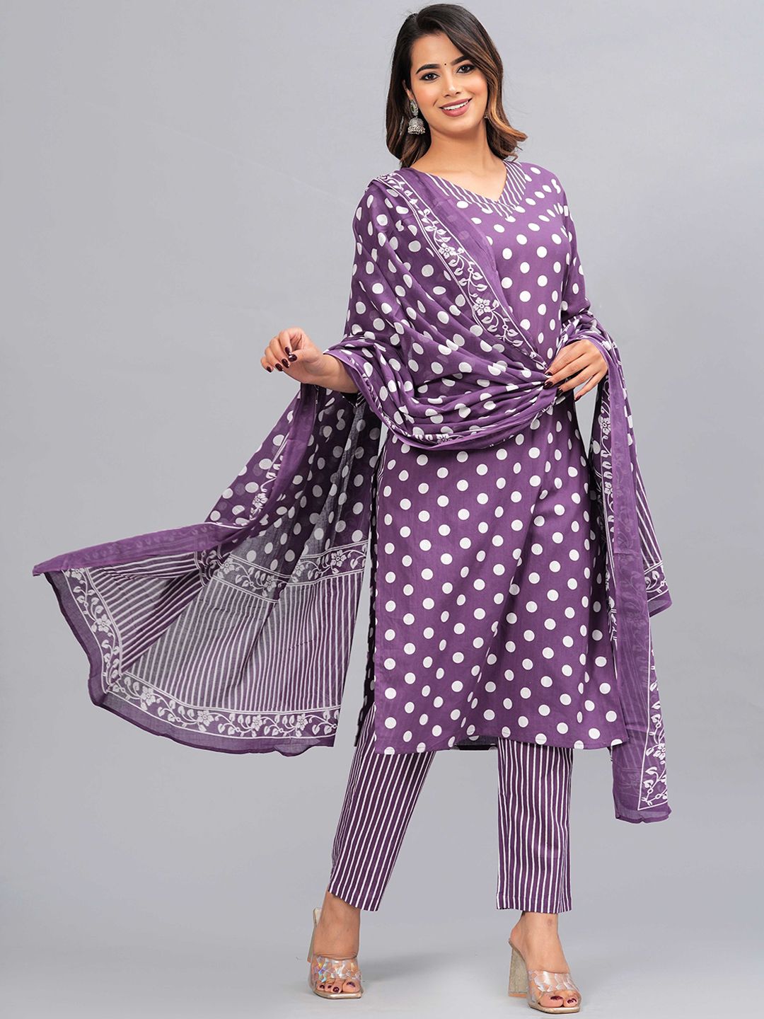 Dhiyona KL Women Ethnic Motifs Printed Regular Pure Cotton Kurta with Pyjamas & With Dupatta