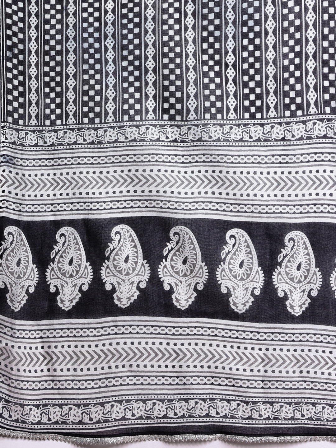 Printed Mirror Work Pure Cotton Kurta With Palazzos & Dupatta
