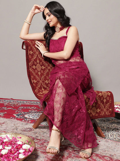 Dhiyona VA Women's Magenta Kurta with Sharara