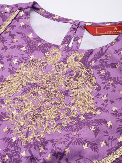 Dhiyona HOP Floral Printed Regular Sequinned Jashn Kurta with Sharara & Dupatta