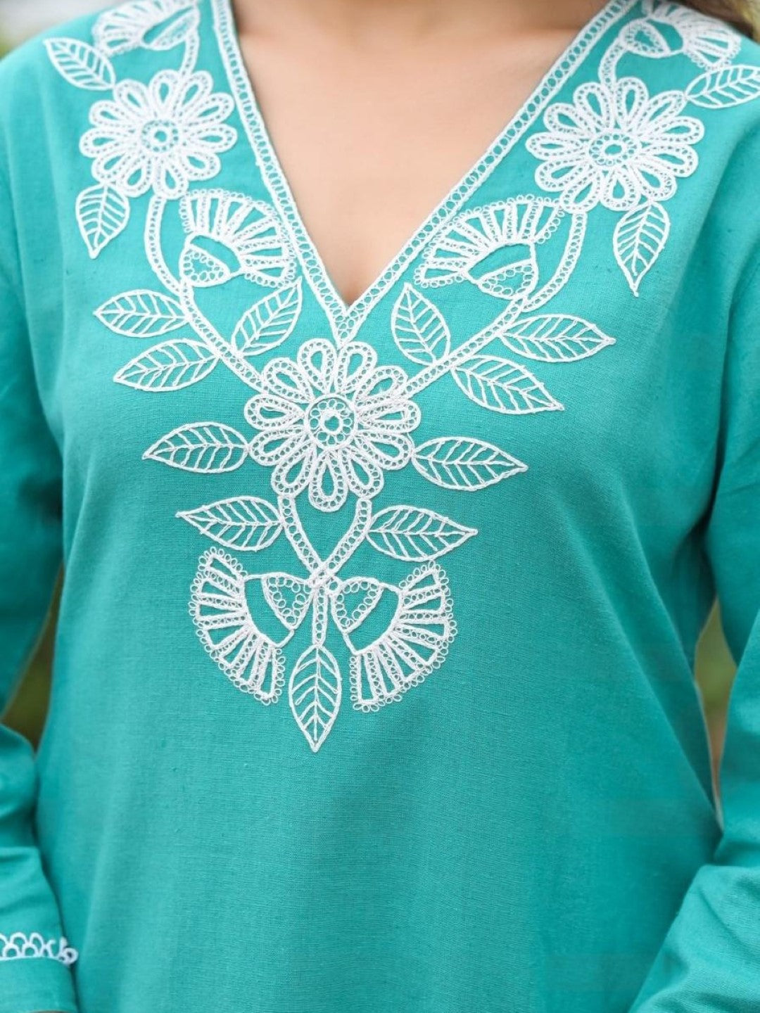 Bhakti Hibis Embroidery Co-ord Set