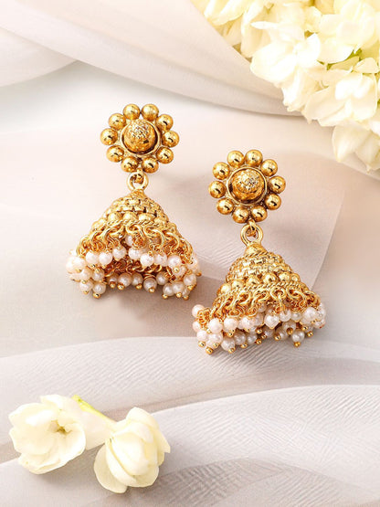 Dhiyona RJ Women's 22K Gold-Plated White Pearls & Golden Beads Studded Beaded Traditional Jewellery Se