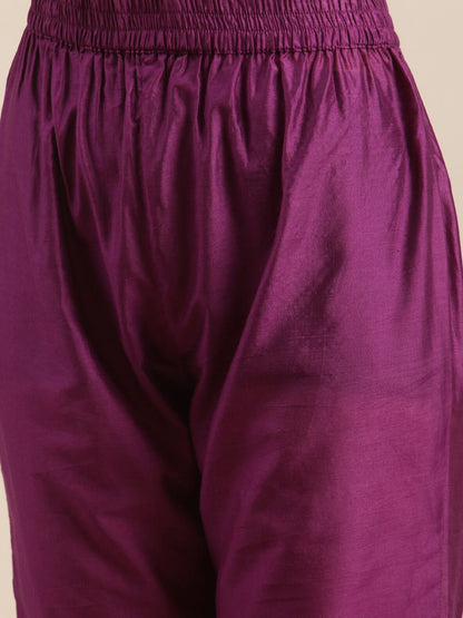 Dhiyona VA Women Purple Ethnic Motifs Woven Design Kurta With Palazzos & Dupatta