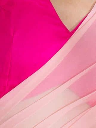 Dhiyona ST Sundown Blush & Pink Triangle Georgette Saree with Fuchsia Blouse Fabric