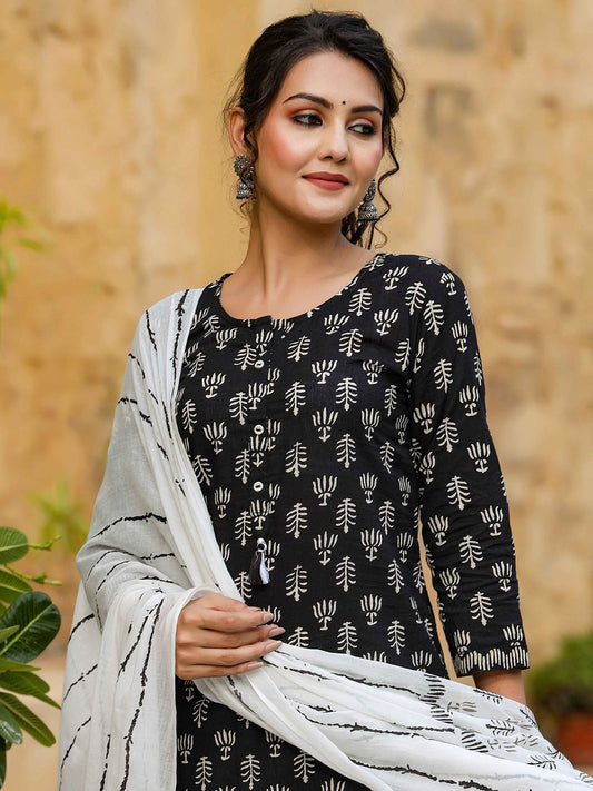 Dhiyona KL Ethnic Motifs Printed Kurta & Trousers With Dupatta