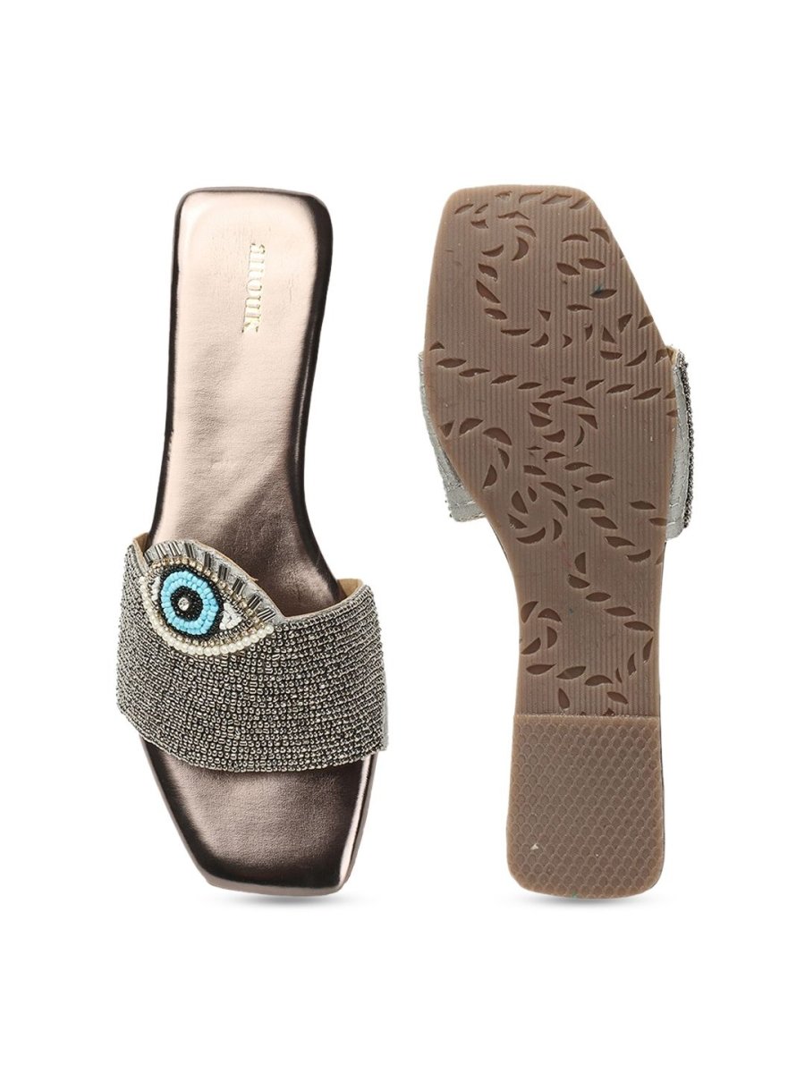 Dhiyona AK Evil Eye Classic Embellished Open Toe Flats
