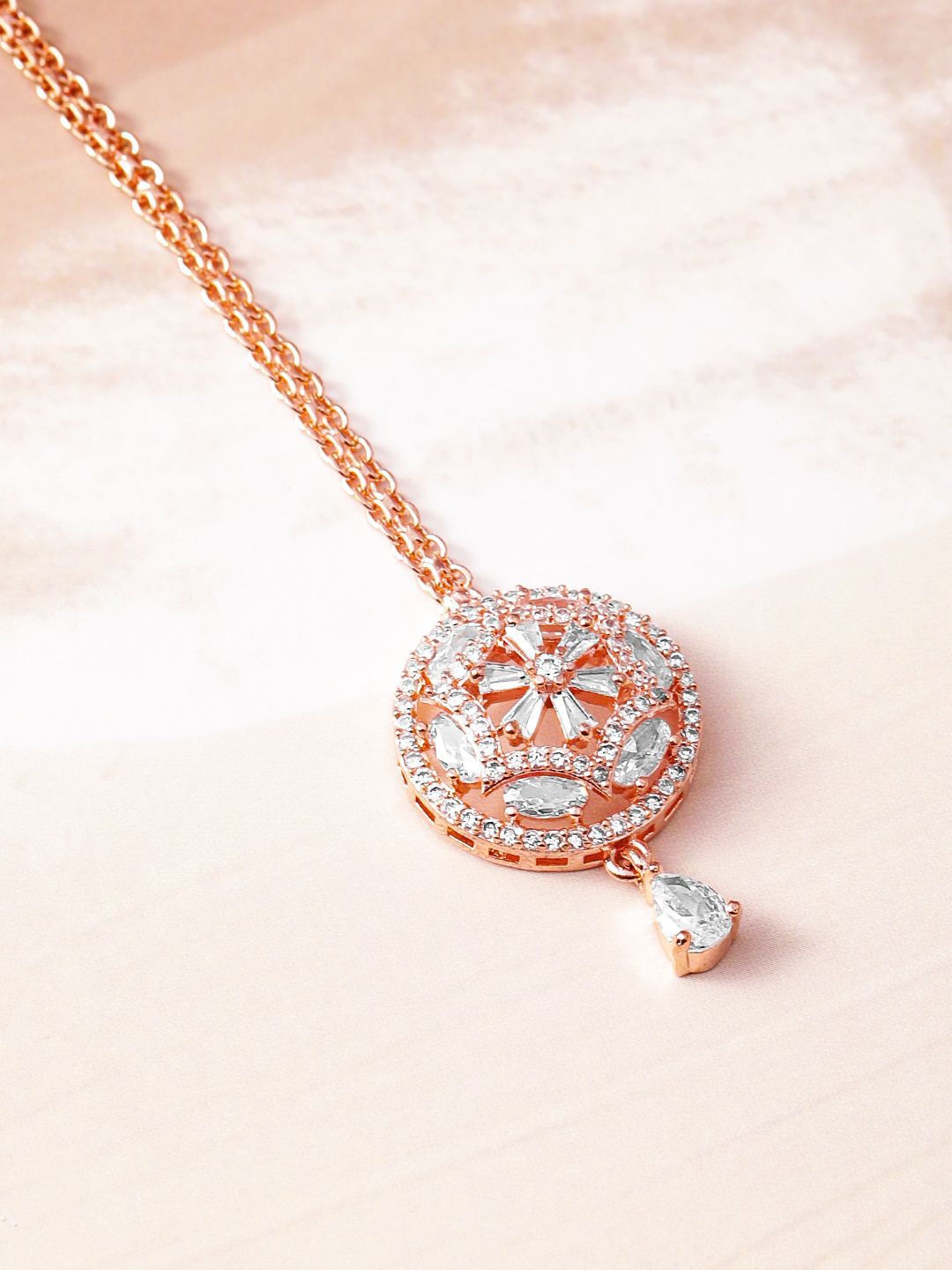 Dhiyona RJ Women's 18K Rose Gold-Plated White & Cubic Zirconia Studded Maang Tikka