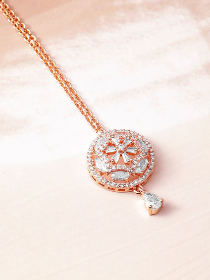 Dhiyona RJ Women's 18K Rose Gold-Plated White & Cubic Zirconia Studded Maang Tikka