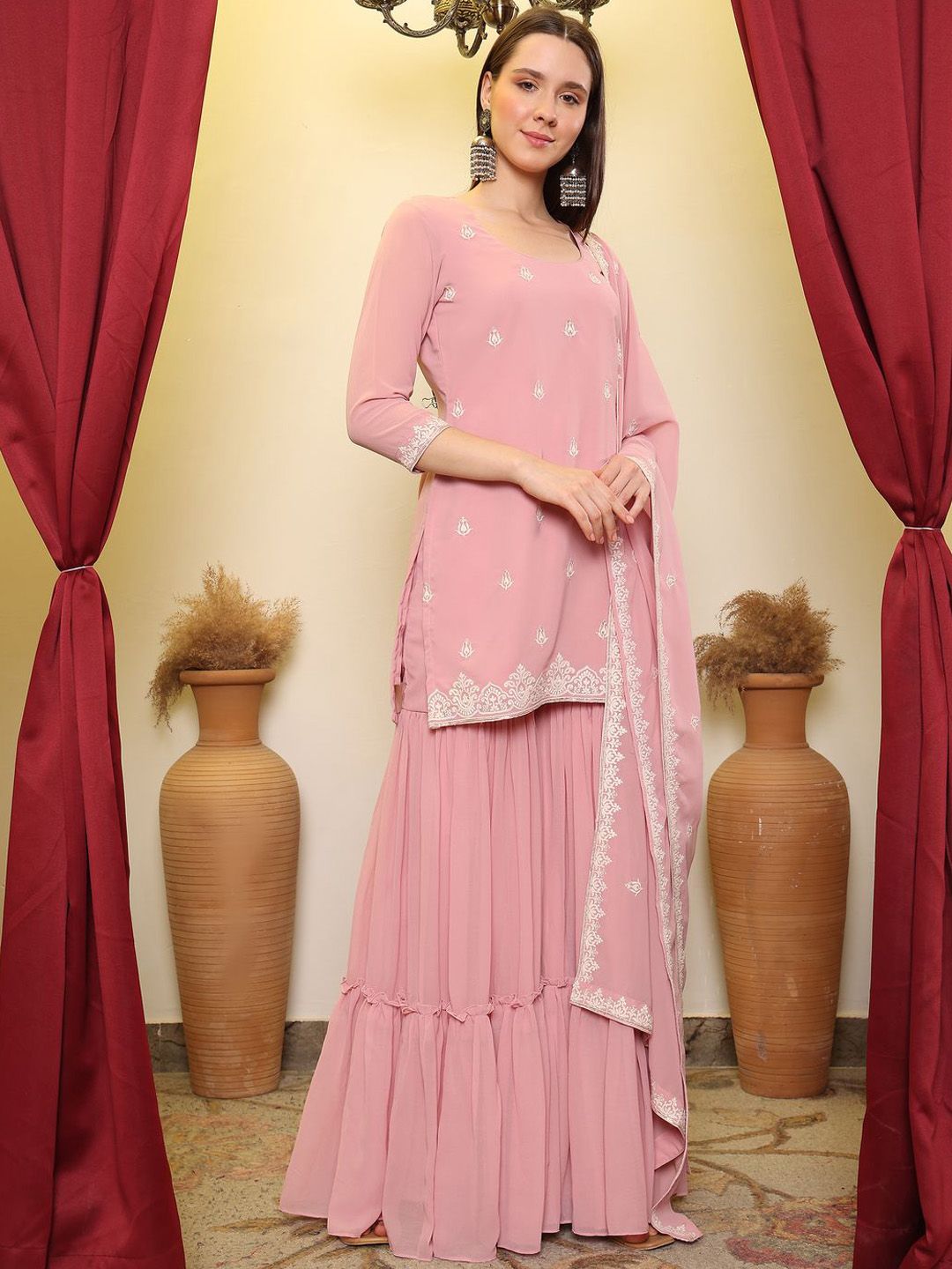 Dhiyona HOP Sequence Embroidered Kurta With Sharara & Dupatta