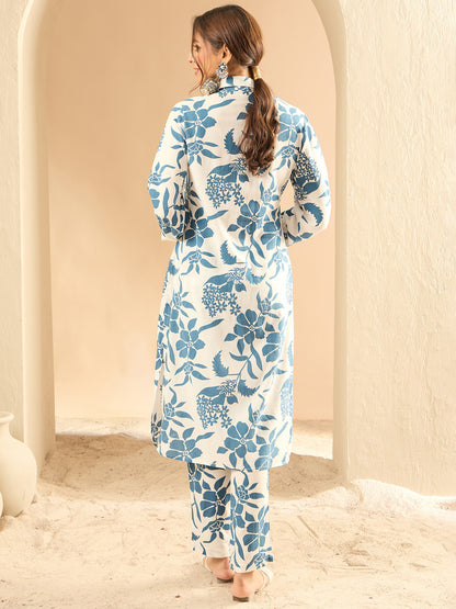 Women Floral Printed Regular Kurta with Trousers