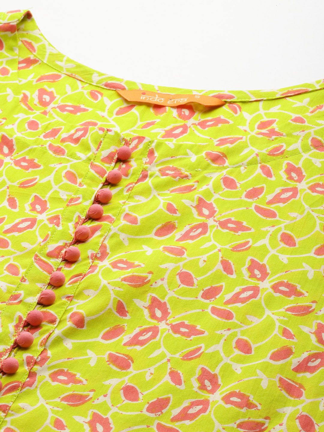 Dhiyona IE Floral Printed Empire Gotta Patti Pure Cotton Kurta With Trousers