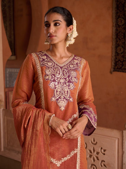 Gaurisha Rust full work premium suit set