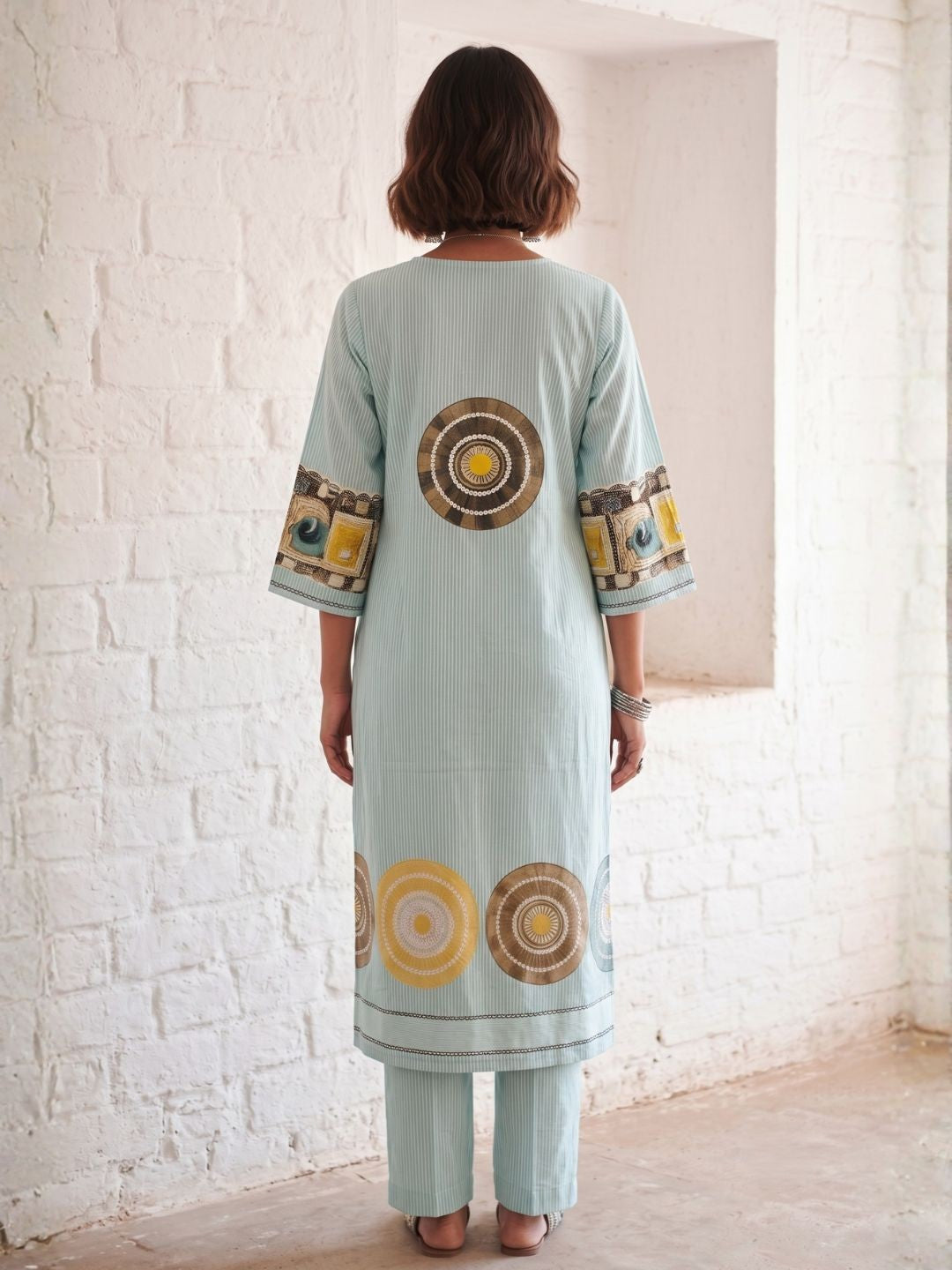 Virosh softblue cotton kurta pant set