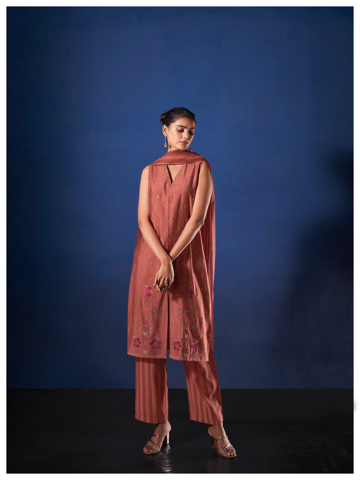 Alena Rust Work Co-ord Set comes with Stole