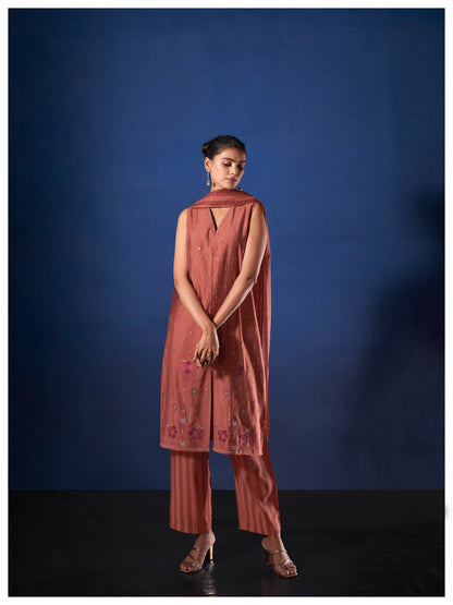 Alena Rust Work Co-ord Set comes with Stole