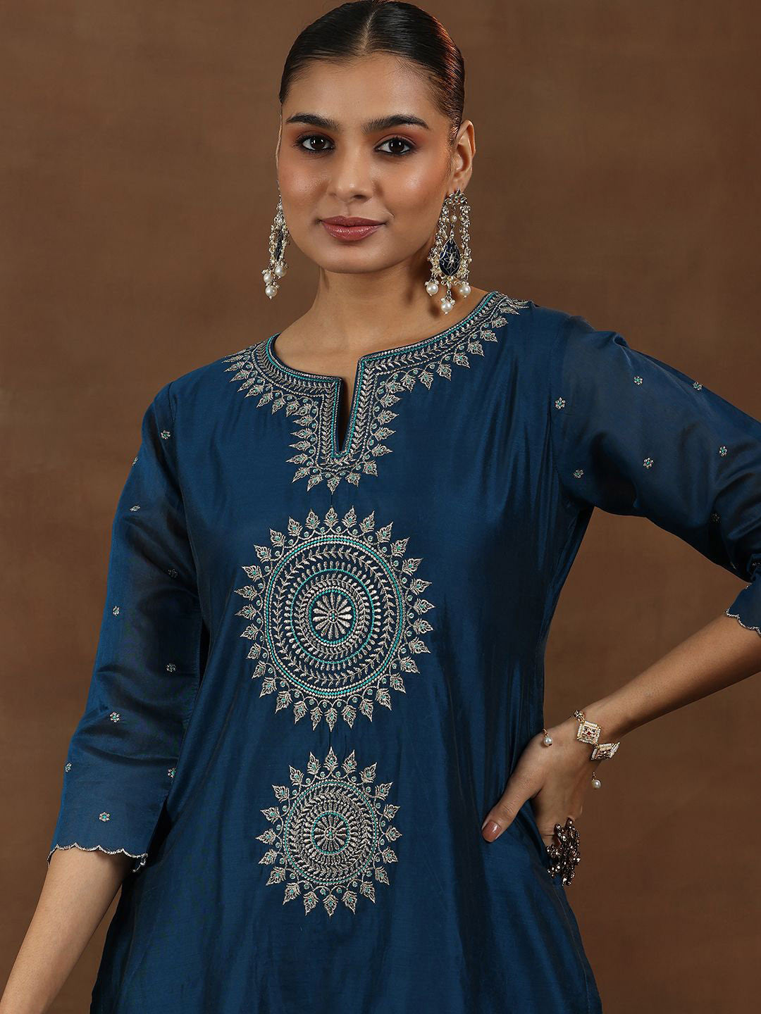 Women Ethnic Motifs Embroidered Kurta with Trousers & Dupatta