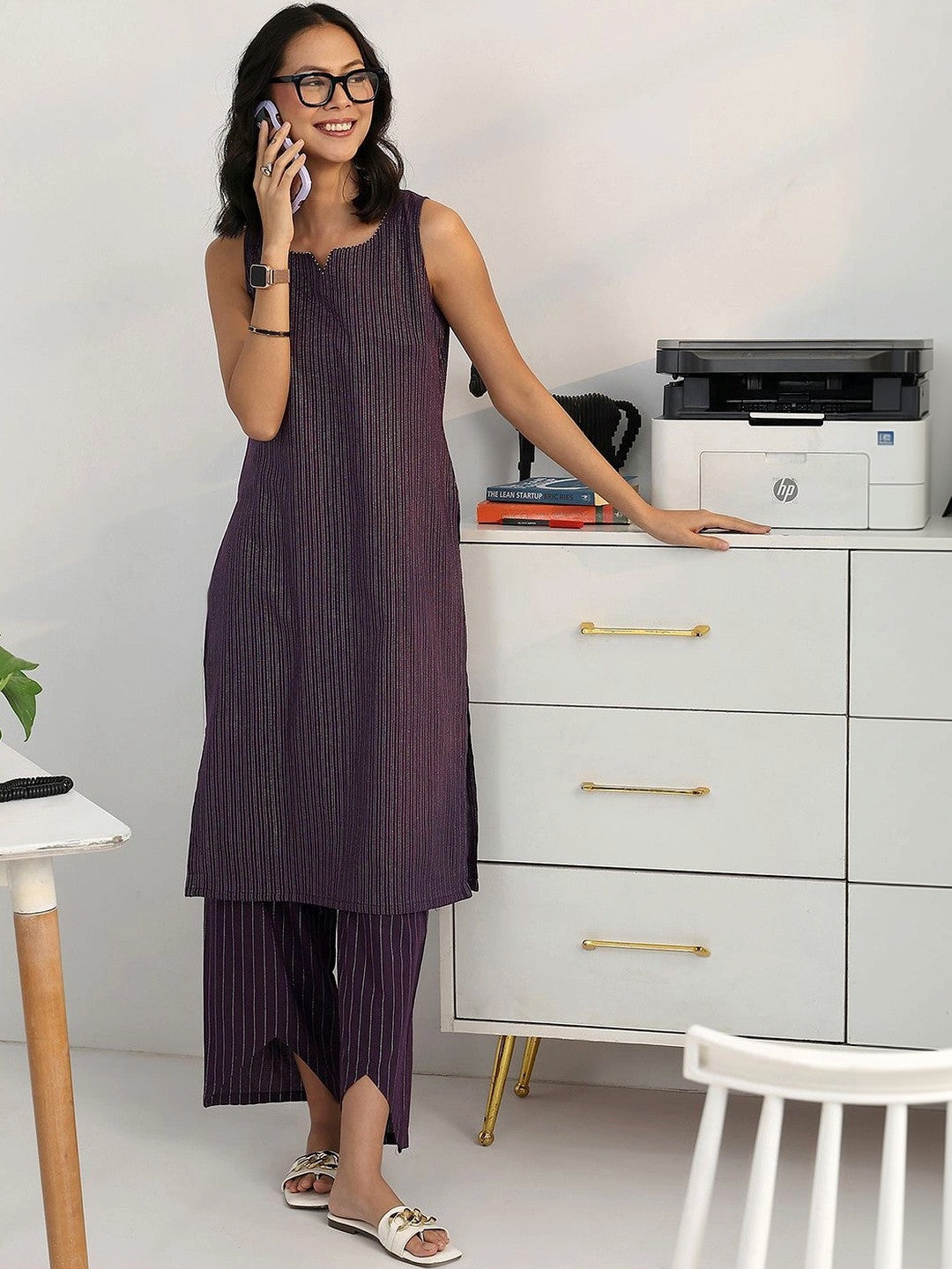 Women Striped Regular Kurta with Palazzos