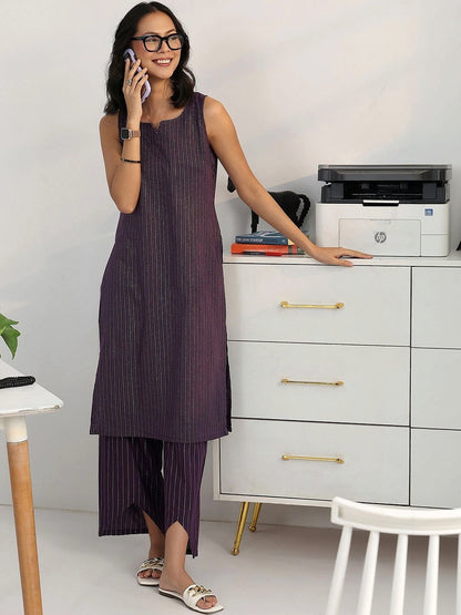 Women Striped Regular Kurta with Palazzos