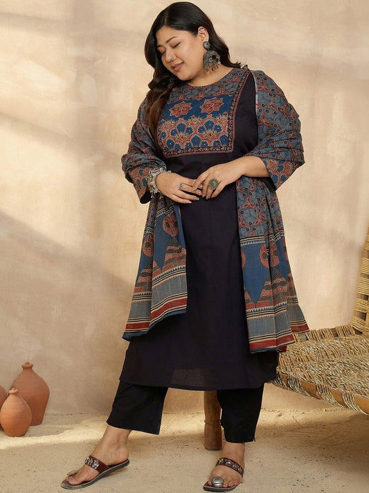 Dhiyona Women's Ethnic Motifs Embroidered Regular Beads and Stones Kurta with Trousers & With Dupatta