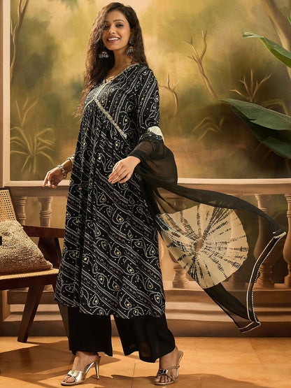 Bandhani Printed Kurta & Palazzo With Dupatta