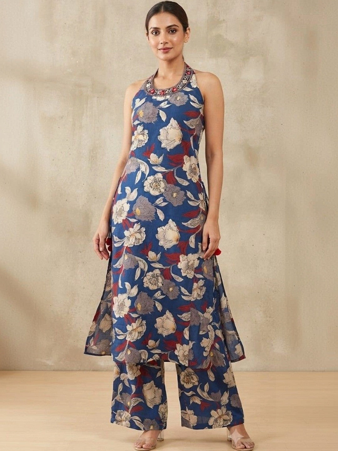 Women Floral Printed Regular Pure Cotton Kurta with Palazzos
