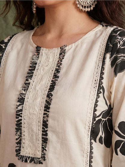Printed Pure Cotton Round Neck Kurta & Palazzos