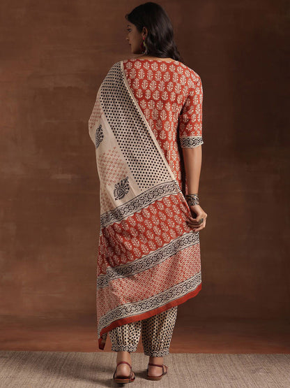 Floral Printed Straight Kurta With Salwar And Dupatta