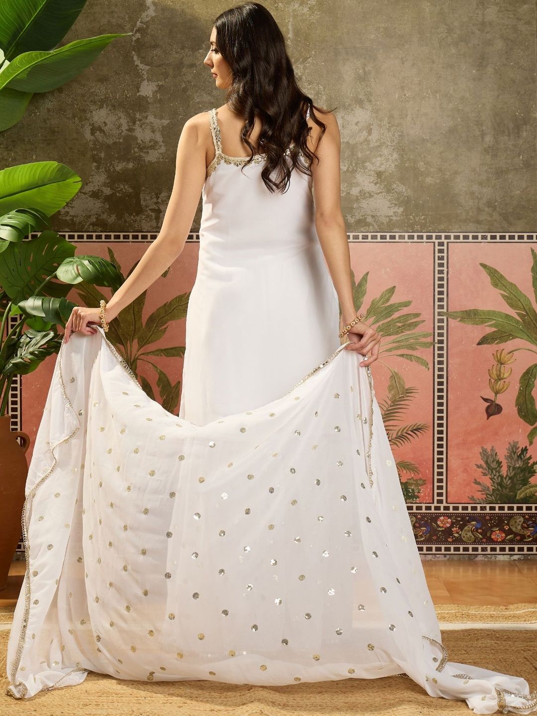 Dhiyona SN Embroidered Round Neck Straight Kurti & Sharara With Dupatta