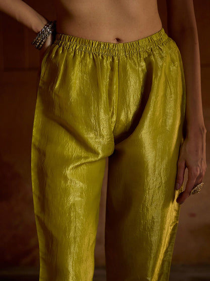 Dhiyona CH Floral Embroidered Sequinned A-Line Kurta With Trousers & Dupatta