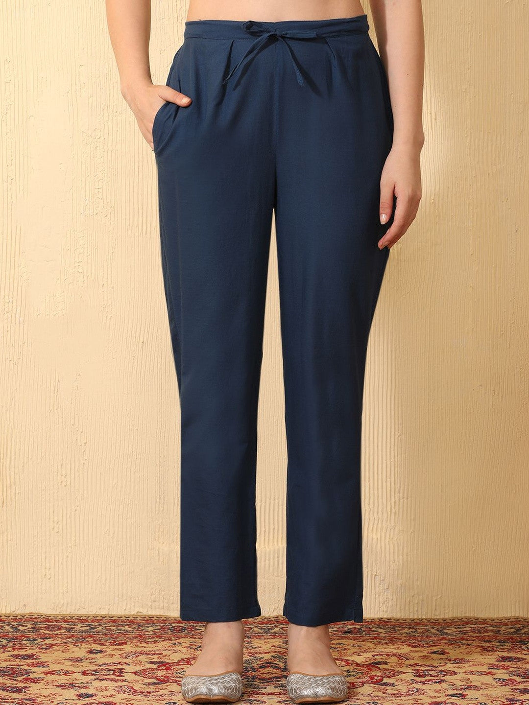 Ethnic Motifs Embroidered Empire Gotta Patti Chinon Kurta With Trousers & Dupatta