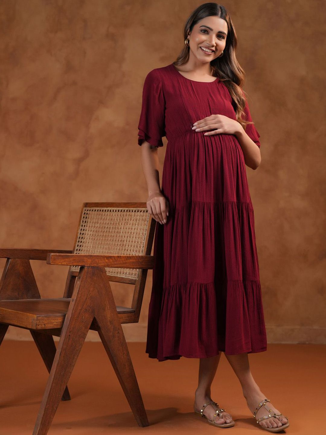 Dhiyona AY Women's Fit & Flared Midi Maternity Ethnic Dresses